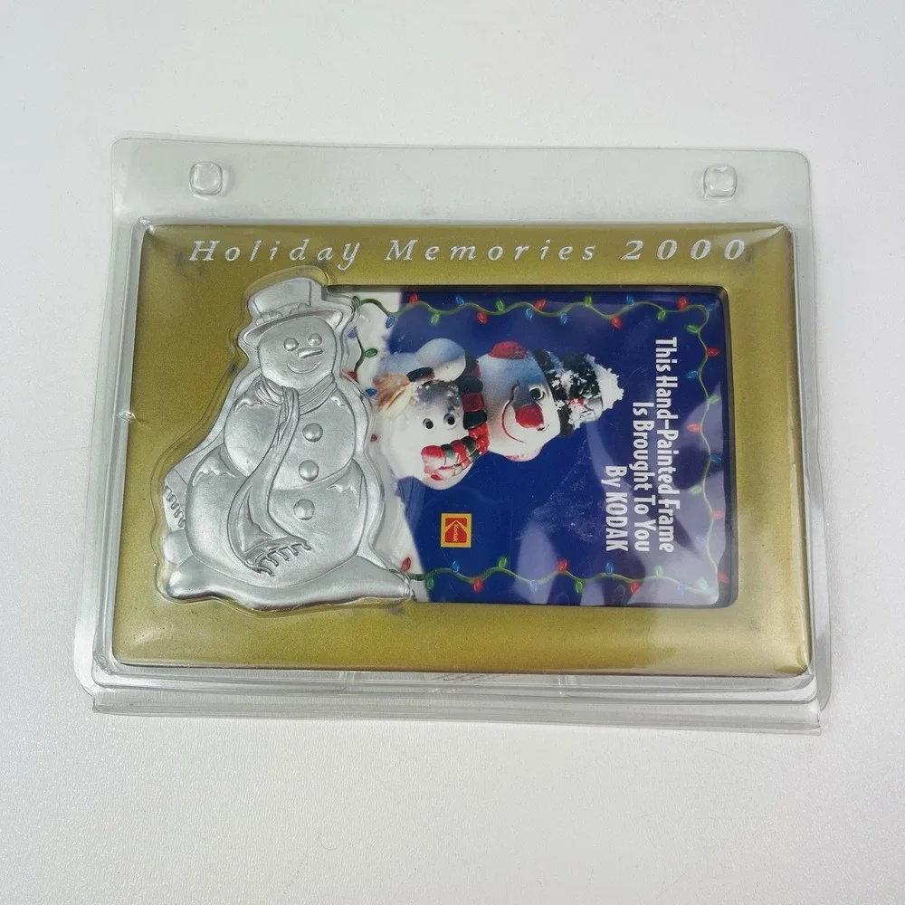 Holiday Memories 2000 Kodak Gold and Silver Snowman Picture Frame